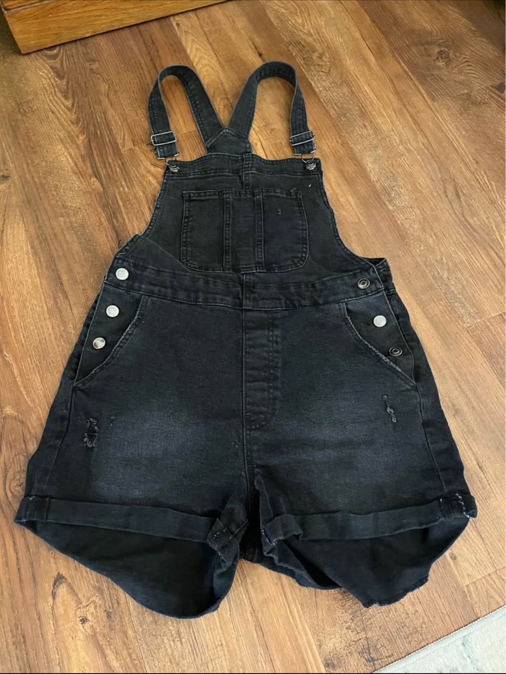 No Boundaries Black Denim Shortalls for Women
